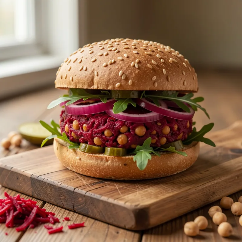 Burger végétarien à la betterave : recette d'une galette rouge et tenue